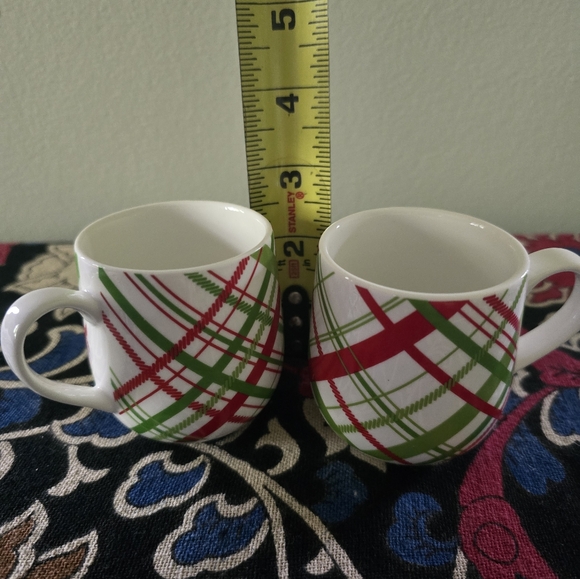 Crate and Barrel expresso or eggnog cups.  Two, holiday plaid. - Picture 6 of 6